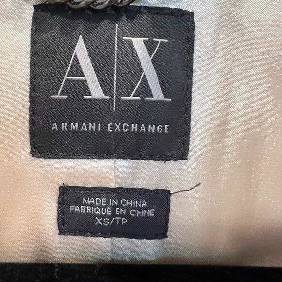 Armani Exchange Trench Coat XS Beige Black Faux Leather Sleeve Women’s Jacket - Picture 3 of 7